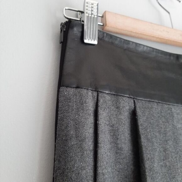 Diane von Furstenberg DVF / Ellis Leather Trim Waist High Rise Gray Trousers 4 - Picture 8 of 16